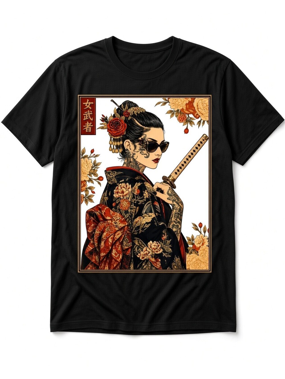 4PCS 10" DTF Transfers Japanese Geisha Warrior Katana Iron On Shirt